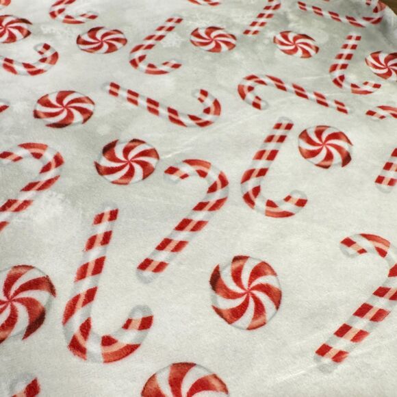 Minky Couture Plush Christmas Candy Cane Theme Holiday Print Standard Pillowcase - Picture 3 of 9